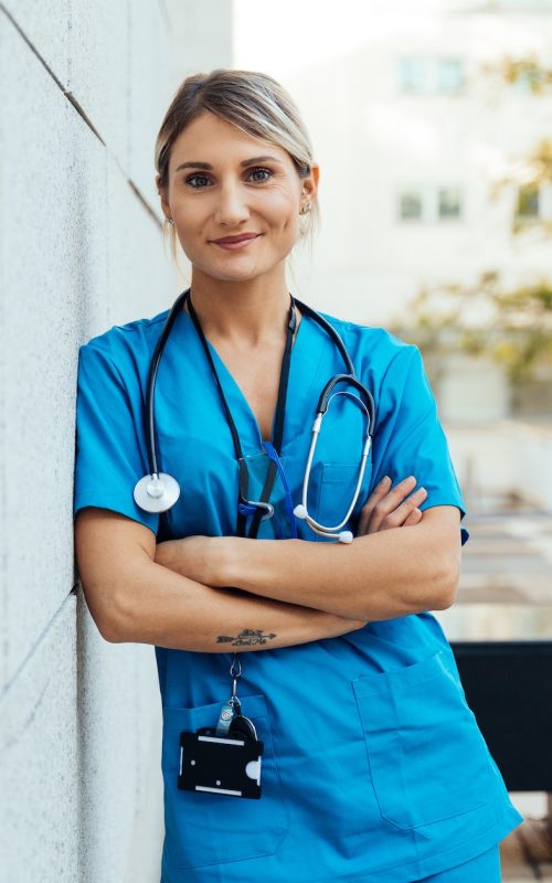 representation of the daily life of a nurse going to work